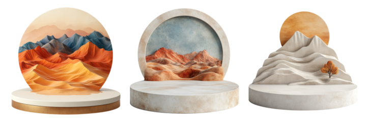 Artistic Collection of Isolated Mountain and Landscape Displays