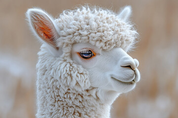 A Close Up Portrait Of A White Alpaca