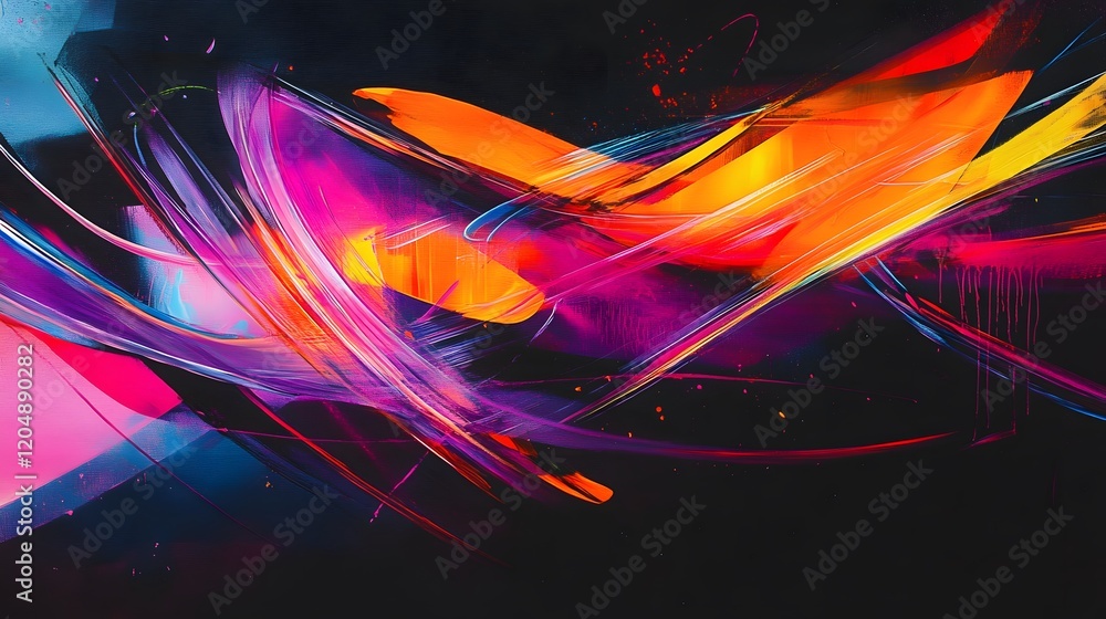 Aufkleber dynamic abstract art displaying vivid colors and shapes studio digital artwork modern close-up creat