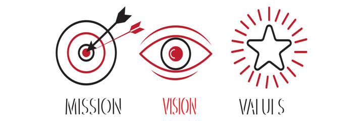 Mission Vision Values icon design. Organization Mission Vision Values icon design vector Colorful. Vector illustration isolated on white background. More Designs.
