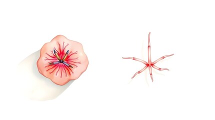 Top and side view of a stylized flower illustration.