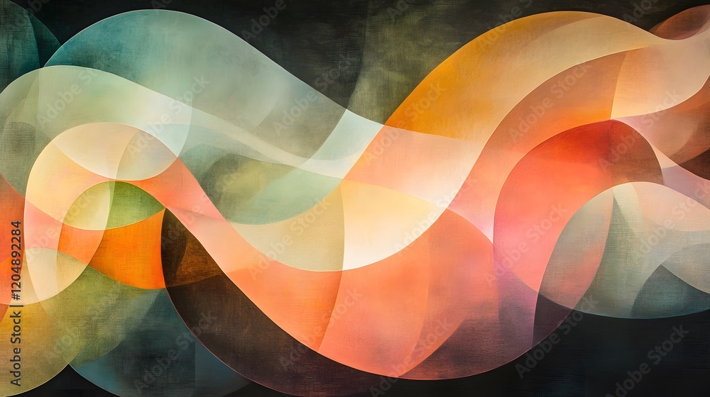 Poster dynamic abstract waves digital art colorful composition modern design close-up view visual aesthetic