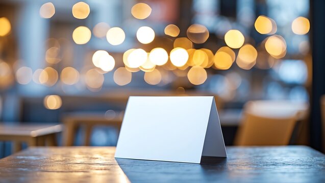 Stand Mock up Menu frame tent card blurred background design key visual layout