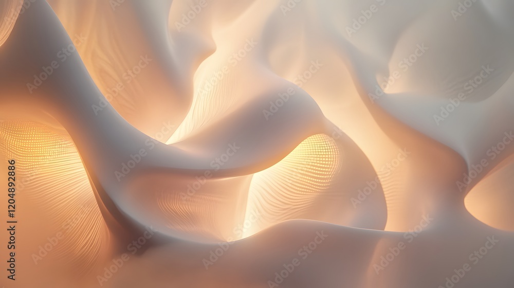 Poster illuminated abstract patterns digital art surreal environment soft lighting close-up fluid motion fo