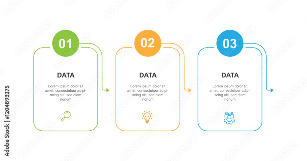 Aufkleber 3 line square with arrow can be used for infographic template