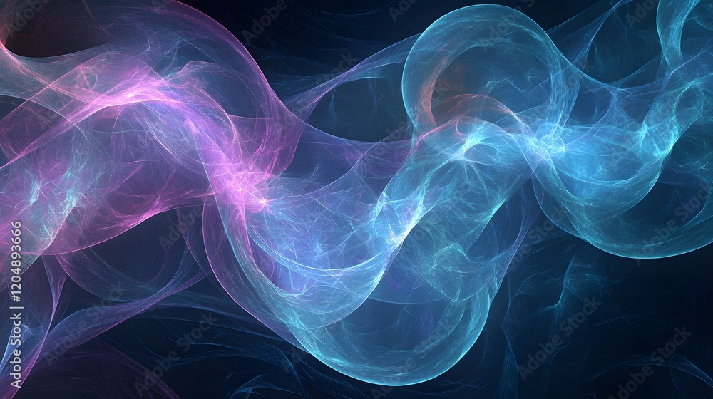 Poster dynamic abstract flow of colorful light patterns digital art vibrant background ethereal atmosphere 