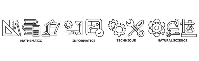 MINT icon set illustration concept with icon of mathematic, informatics, technique, natural science