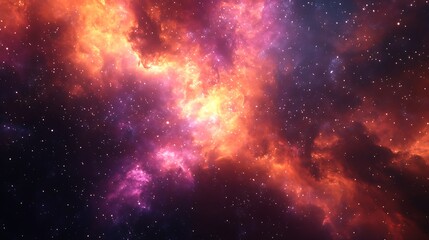 Obraz premium Cosmic Nebula with Red and Orange Clouds and Scattered Stars