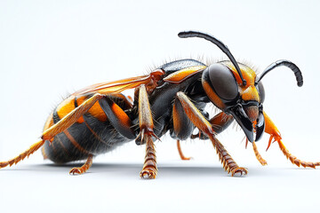 Detailed Close Up Of A Striking Orange And Black Wasp