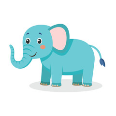  Funny elephant animal isolated flat vector illustration on white background