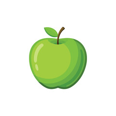 Green Apple Fruit isolated flat vector illustration on white background