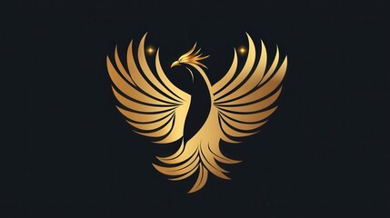 Obraz premium Elegant Golden Phoenix Design with Majestic Wings and Fiery Details