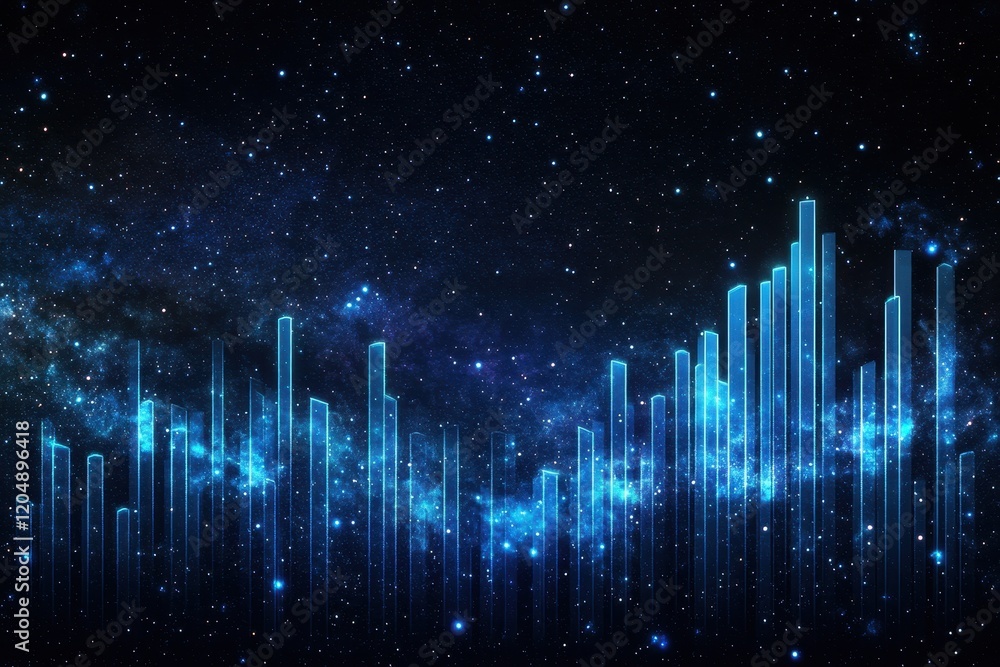 Poster stunning starry sky with abstract visualization of sound waves, ideal for backgrounds in science and