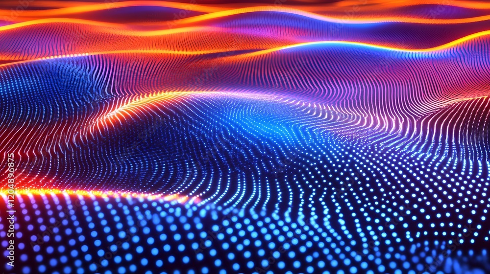 Poster dynamic colorful waves abstract digital art vibrant environment close-up viewpoint technology concep