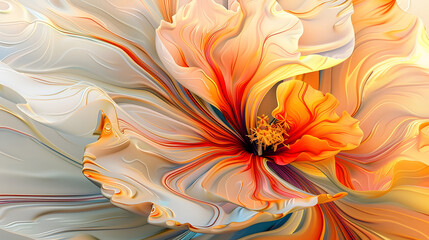 Abstract Flower Close-up: Fluid Motion and Vibrant Intricate Patterns