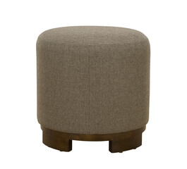 Grey fabric stools ottoman couch with wooden legs + clipping path.
The ottoman is isolated on a...