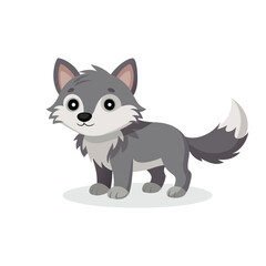 Cartoon cute baby Wolf isolated flat vector illustration on white background.