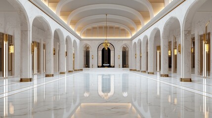 Fototapeta premium Elegant architectural hall interior design luxurious space high-end environment minimalist style