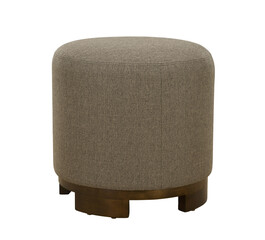 Grey fabric stools ottoman couch with wooden legs + clipping path.
The ottoman is isolated on a White background. Furniture, interior object, Modern ottoman.