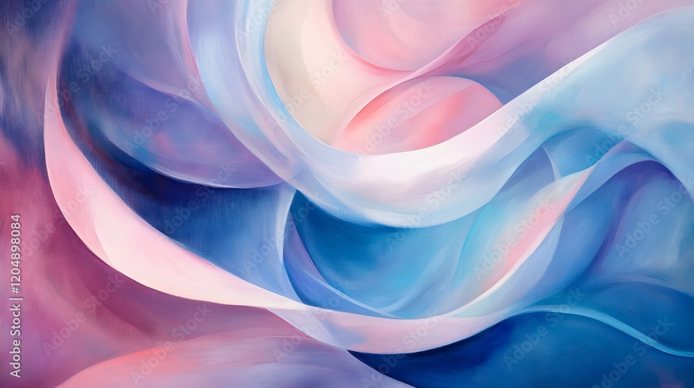 Poster fluid abstract art modern gallery digital artwork soft color palette close-up serenity and movement