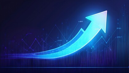 Growth up arrow sign business success graphic design on illustration concept web banner background of abstract direction icon symbol market trend or increase money forward target startup presentation.
