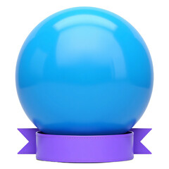 Blue sphere above purple banner transparent background