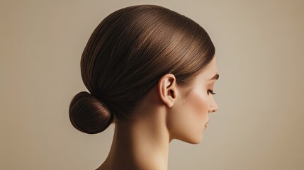 Elegant Woman Profile Low Bun Hairstyle