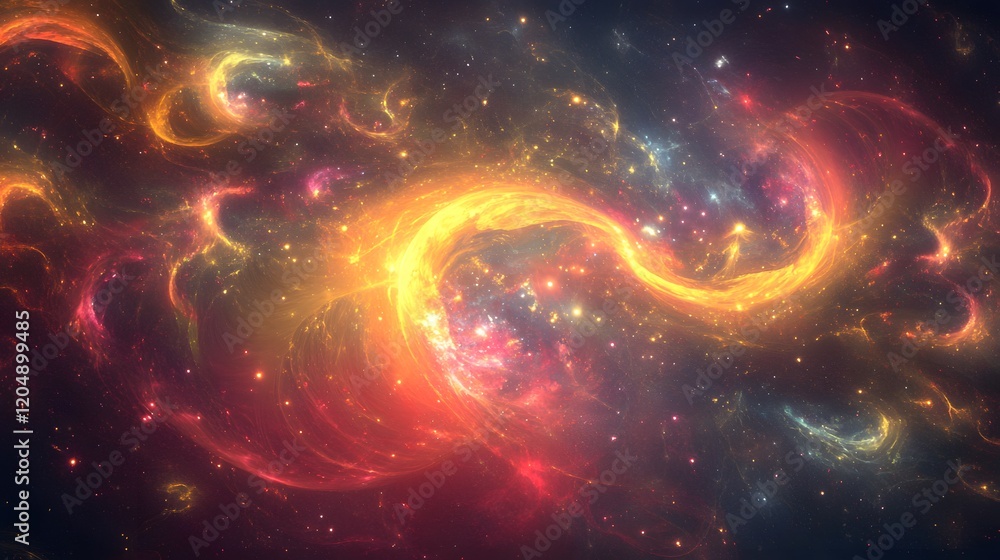 Poster cosmic swirls of color dance through space abstract digital art vivid universe deep space imaginativ
