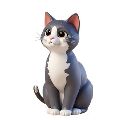 Obraz premium Charming Cartoon Cat with Cheerful Expression and Expressive Eyes