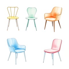 Colorful chairs set.