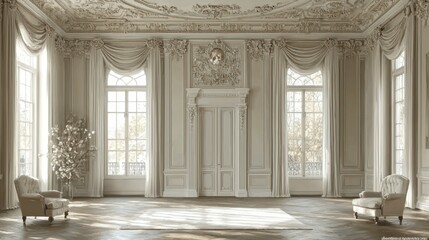 Obraz premium Elegant French-Style Interior Design: Sunlit Grandeur