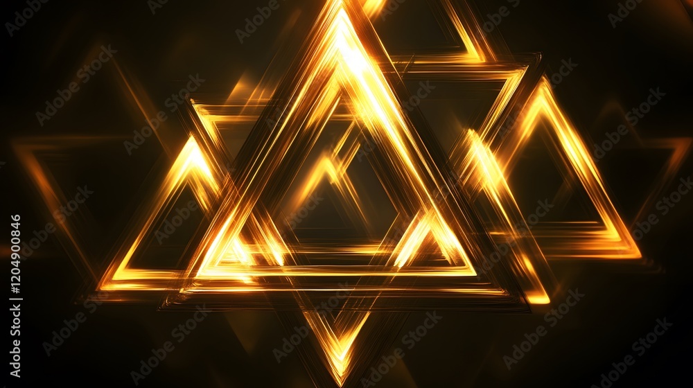 Poster dynamic golden triangles abstract background digital art dark environment eye-level view visual conc