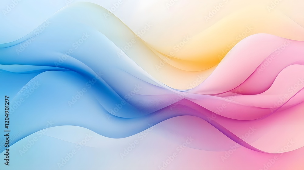 Poster flowing waves of colorful abstract patterns digital art modern design soft gradient background aesth