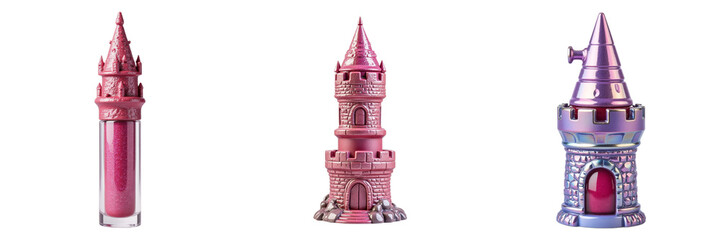 Obraz premium Castle Turret Shaped Lip Gloss Containers Displayed
