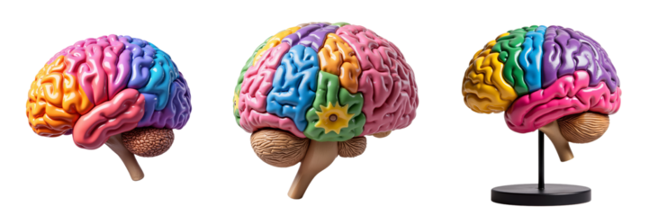 Colorful Anatomical Brain Model Displaying Distinct Lobes