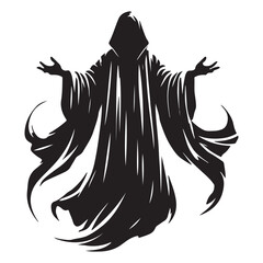 The Cloak of Levitation Silhouette Vector Illustration, Solid White Background.