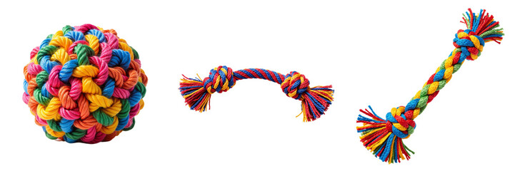 Colorful Rope Dog Toys Displayed for Playtime Fun