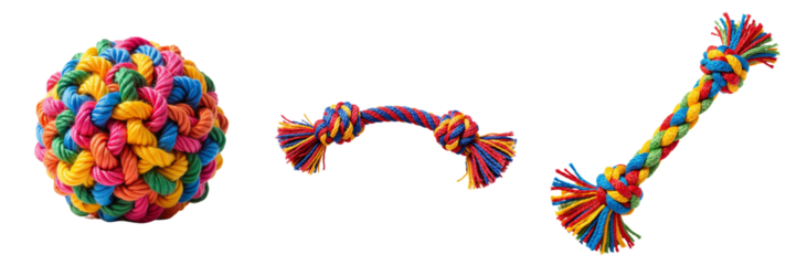 Colorful Rope Dog Toys Displayed for Playtime Fun