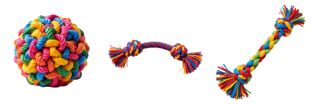 Colorful Rope Dog Toys Displayed for Playtime Fun