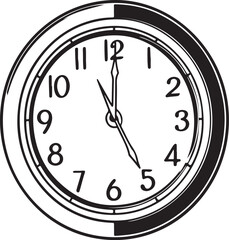 A classic, simple clock face displaying the time of 12:00.