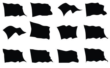 Vector Illustration of Flying Black Flags for Presidents' Day. Simple Flat Design Depicting Patriotic Symbols, American Flags, and National Pride. Set of Black Flags.