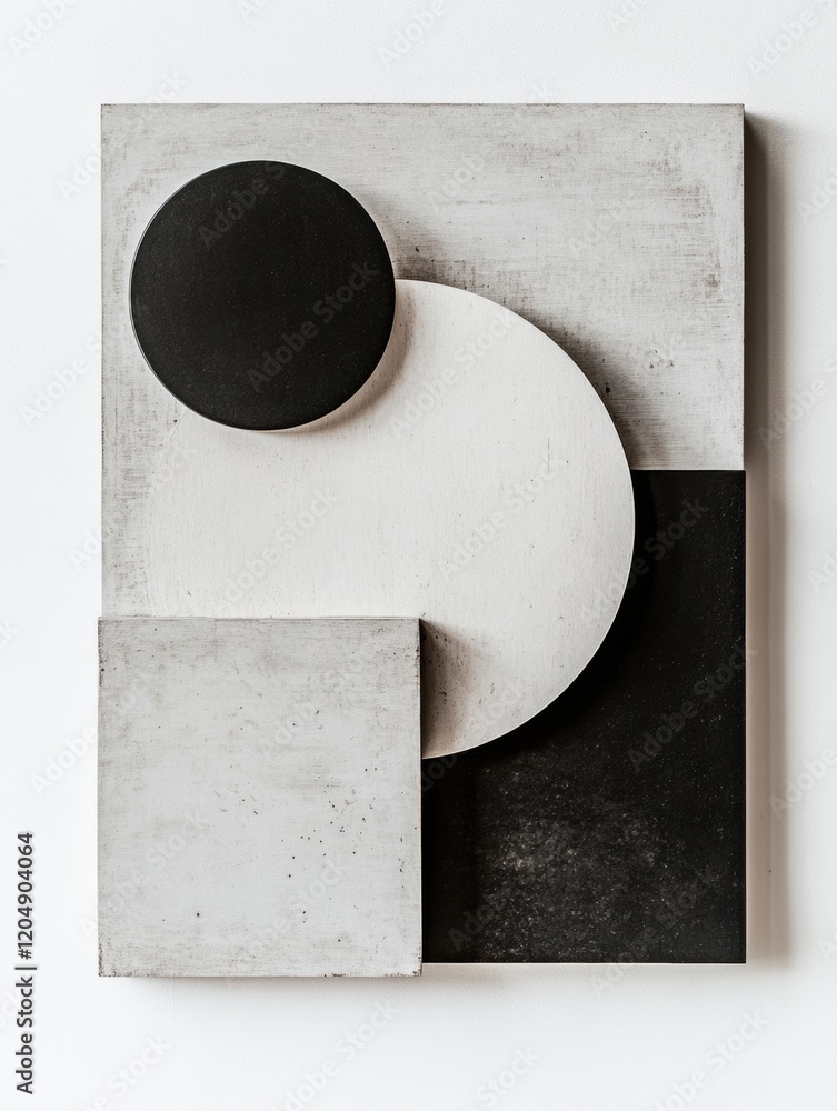 Leinwandbilder abstract geometric artwork displayed on a white wall with contrasting shapes and colors in a modern 