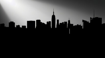 Fototapeta premium Dramatic black and white city skyline silhouette.