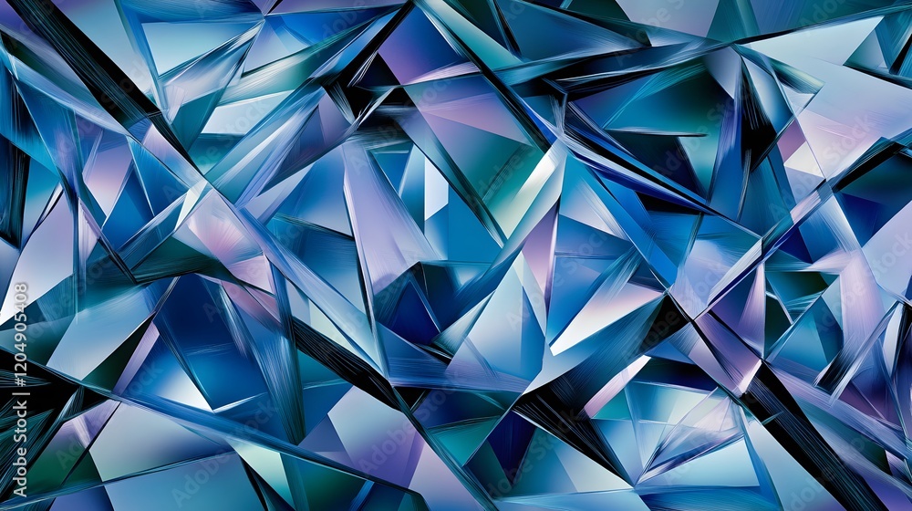 Poster dynamic blue crystal patterns abstract art digital design modern aesthetics close-up view visual tex