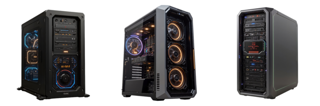 High-Tech Server Towers Showcasing LED Features
