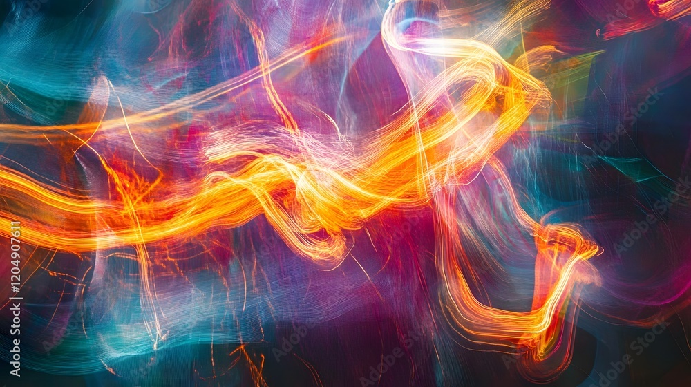 Aufkleber dynamic light patterns abstract art digital artwork vibrant colors close-up view artistic expression