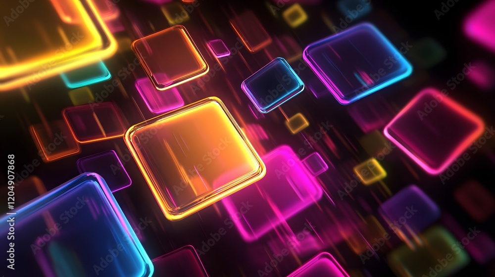 Poster dynamic colorful shapes animation digital space motion graphics vibrant environment abstract viewpoi