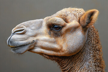 A Dromedary Camels Head And Neck Profile