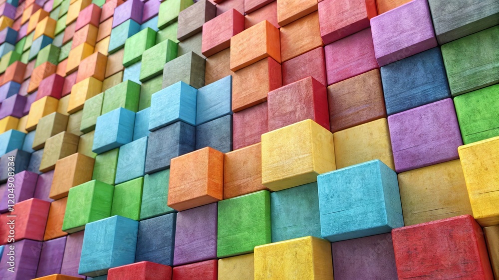 Poster a vibrant arrangement of colorful blocks creates a visually appealing pattern, showcasing a playful 