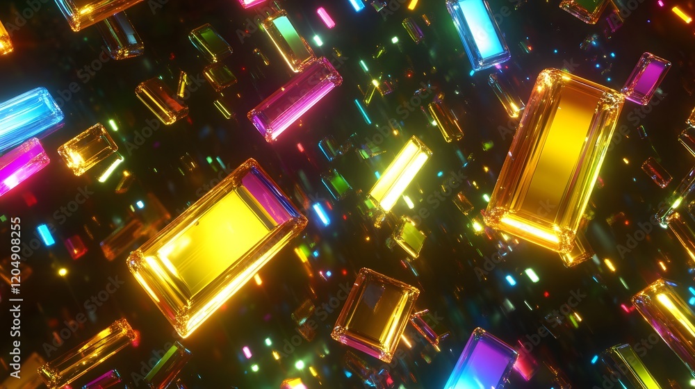 Poster vibrant light reflections abstract digital space 3d rendered graphics colorful environment dynamic v